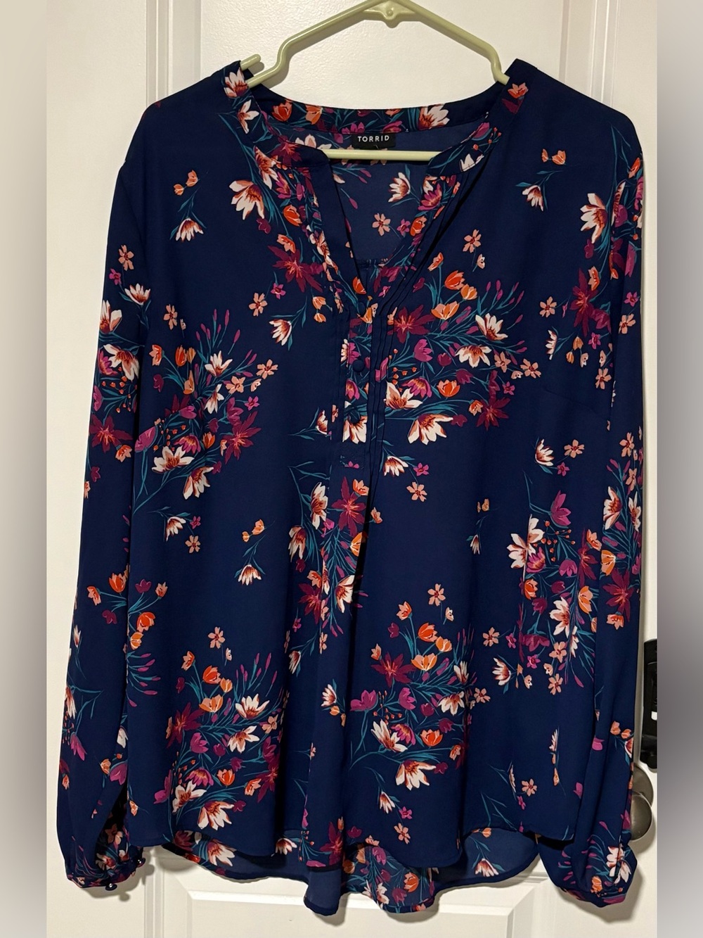 torrid Navy Floral Peasant Blouse